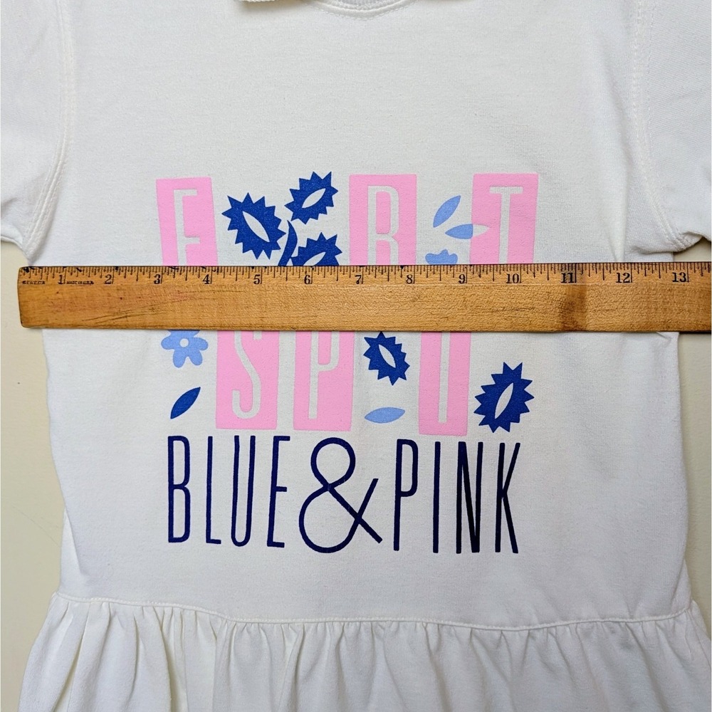Vintage Esprit Mini Pink Blue Floral Collar 80s Cotton USA Dress Girls Sz Large - Picture 4 of 7